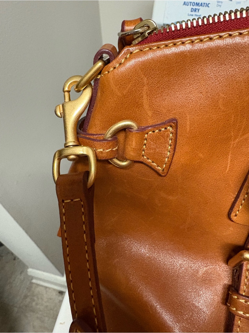Dooney & Bourke Leather Satchel in Cognac Brown - Picture 10 of 12